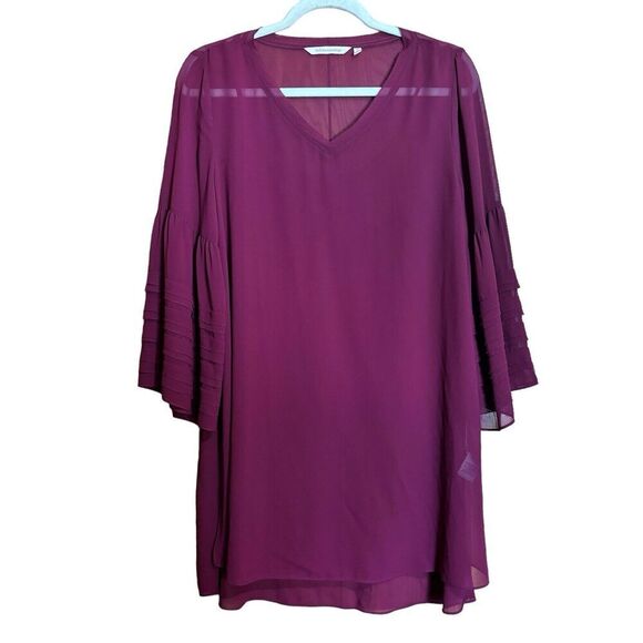 Soft Surroundings Tunic Top Womens Medium Burgundy Bell Sleeves Blouse Ladies - Picture 1 of 8